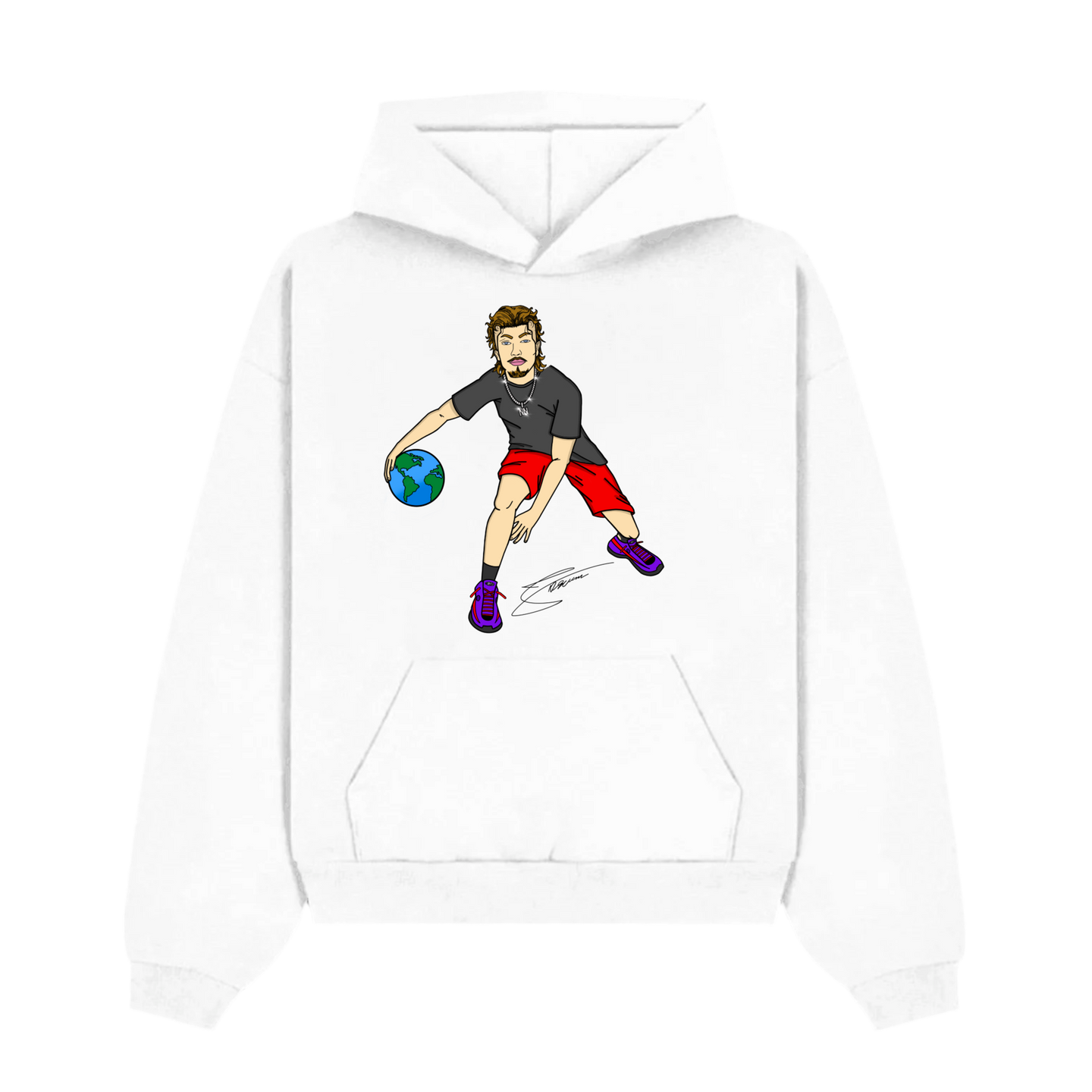 DRIBBLING THE WORLD WHITE HOODIE