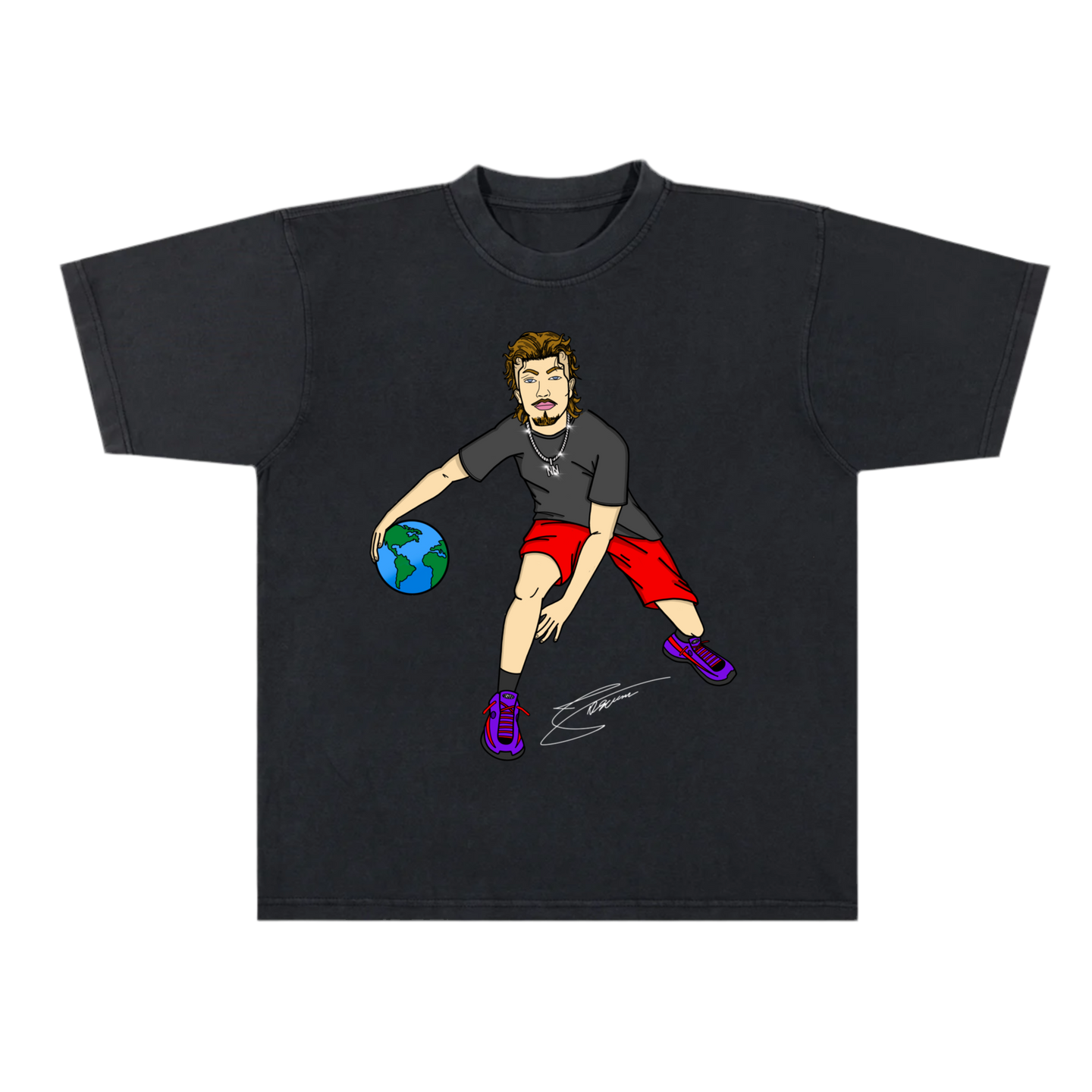 DRIBBLING THE WORLD BLACK T